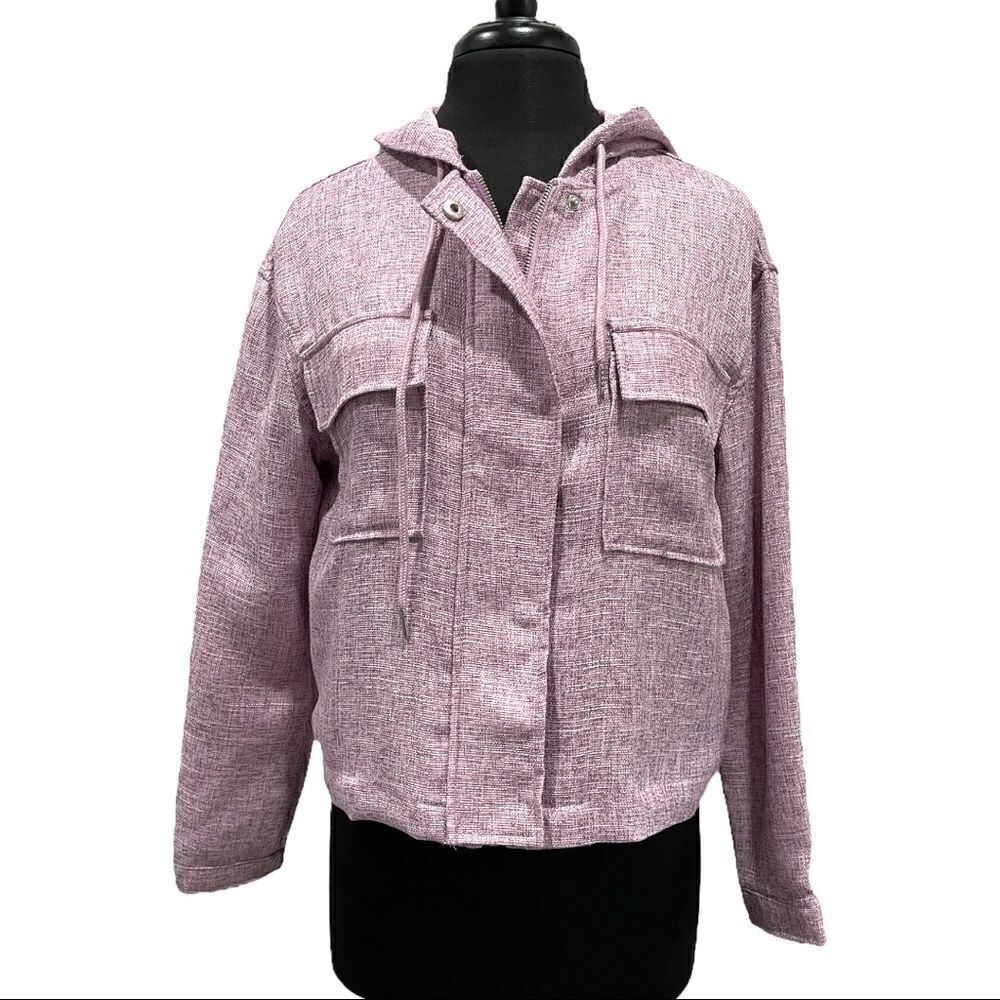 avec Les Filles Lightweight Purple Hooded Shacket Sz M